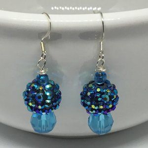 Blue Burst Acrylic & Crystal Earrings